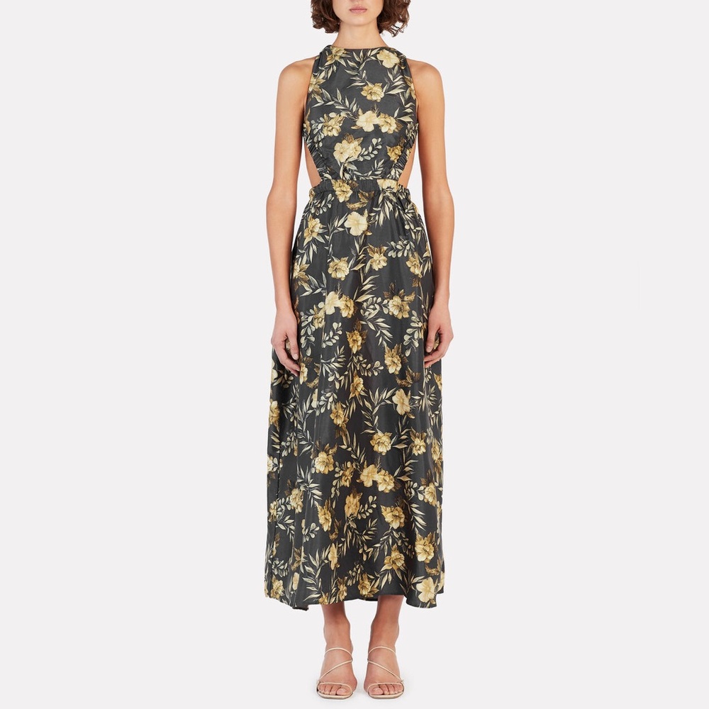 SIR the label Floral Maxi Dress in Black and Gold